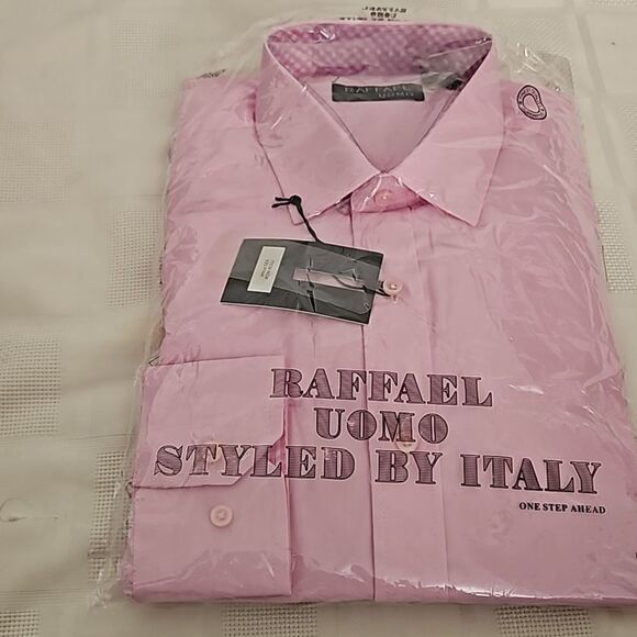 Raffael Uomo Men's Button-Down Long Sleeves Shirt Medium Pink - Picture 10 of 16